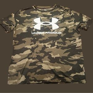 Under Armour Boy's L Camouflage Shirt Big Sportstyle Logo Printed Tee